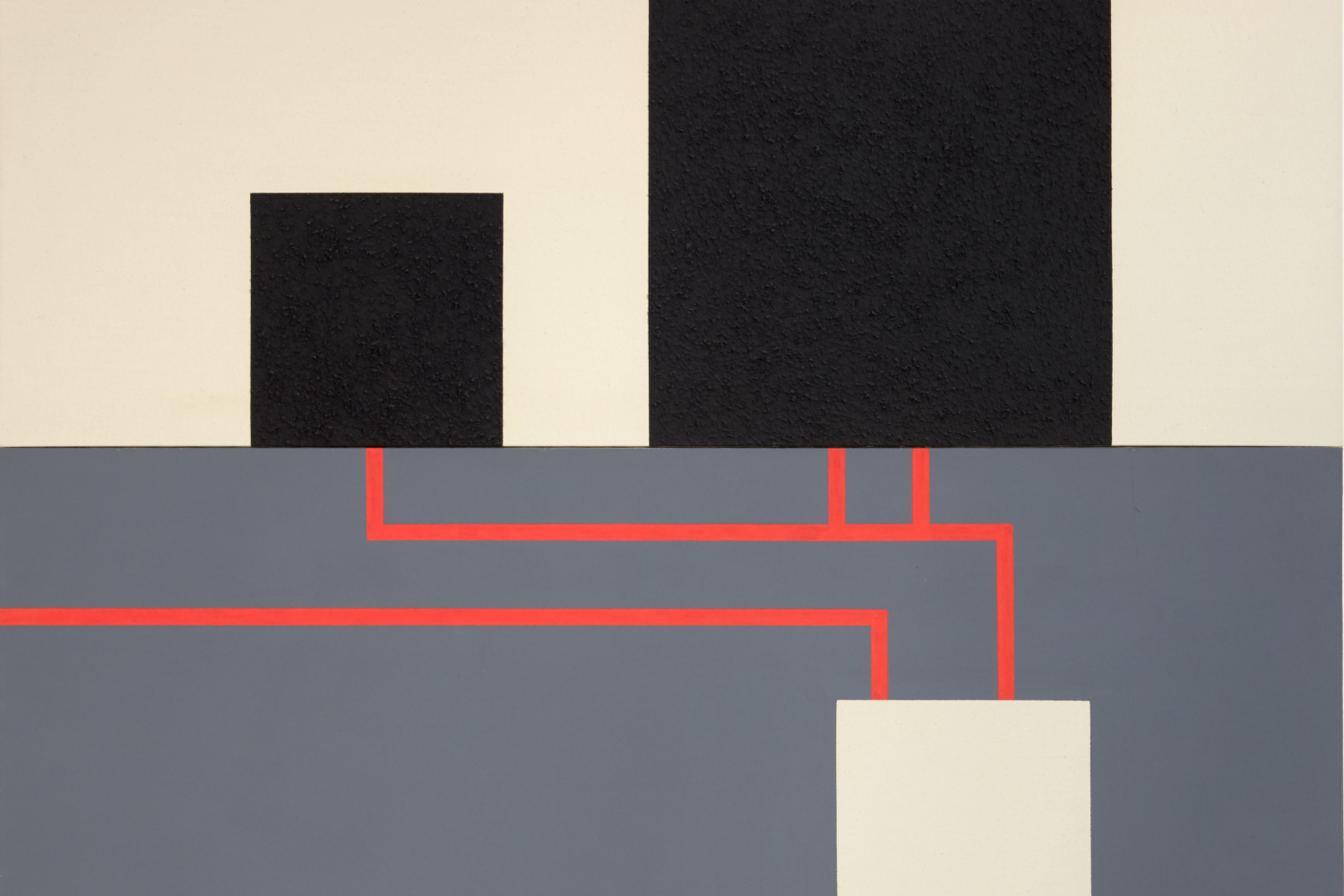 Peter Halley, "Two Cells with Conduit and Underground Chamber", 1983. Collection B.Z. and Michael Schwartz, New York © Photo: Robert Glowacki