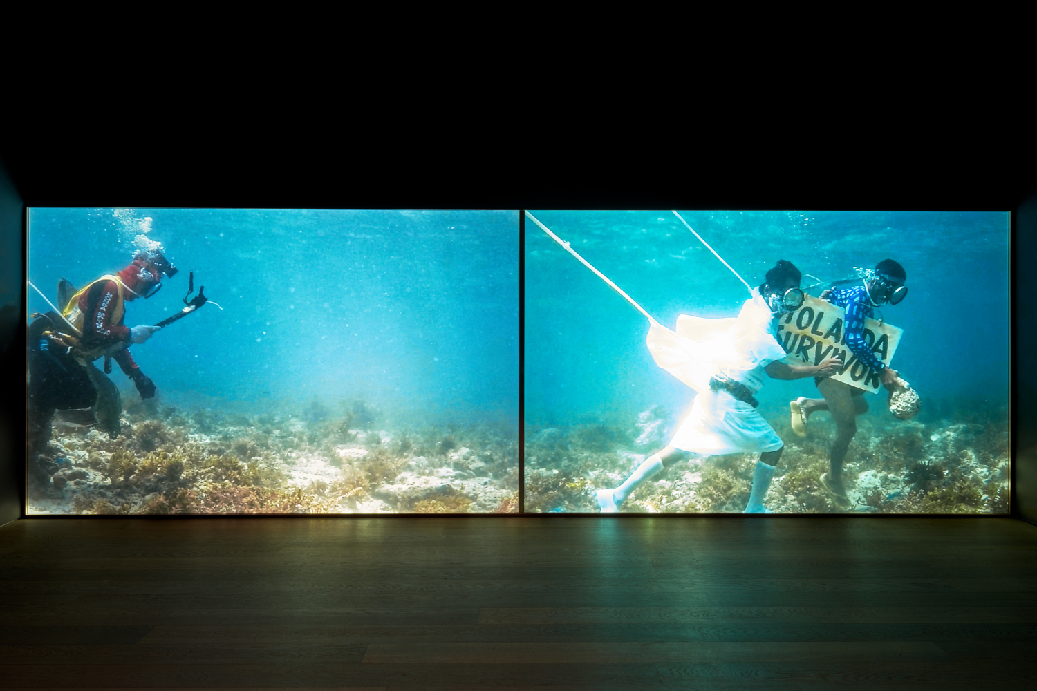 Vue de l’exposition No Man’s Land . Espaces naturels, Terrains d’expérimentation, Mudam Luxembourg, 2018